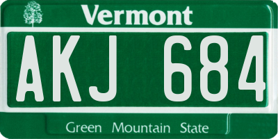 VT license plate AKJ684