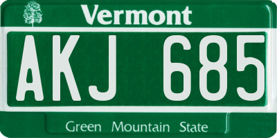 VT license plate AKJ685