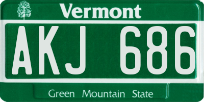 VT license plate AKJ686