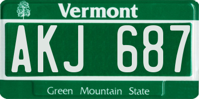 VT license plate AKJ687