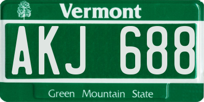 VT license plate AKJ688