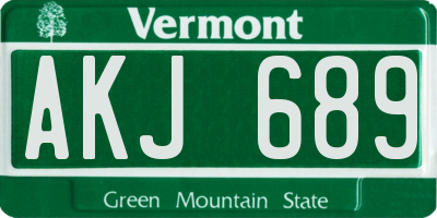 VT license plate AKJ689