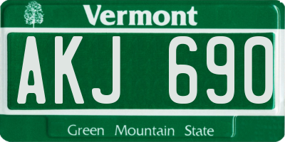 VT license plate AKJ690
