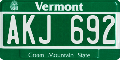 VT license plate AKJ692