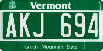 VT license plate AKJ694