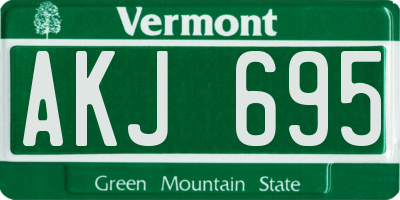 VT license plate AKJ695