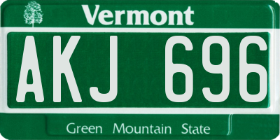 VT license plate AKJ696