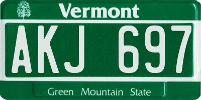 VT license plate AKJ697