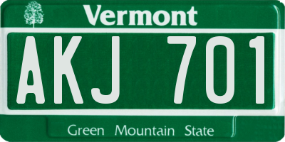 VT license plate AKJ701