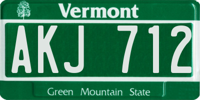 VT license plate AKJ712