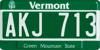 VT license plate AKJ713