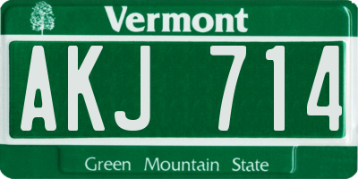 VT license plate AKJ714