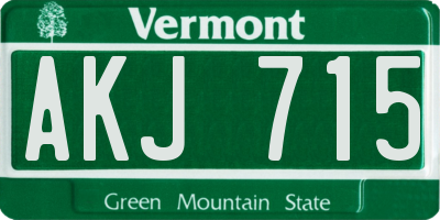 VT license plate AKJ715