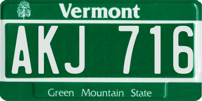 VT license plate AKJ716