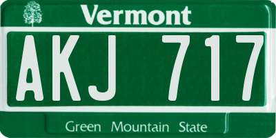 VT license plate AKJ717