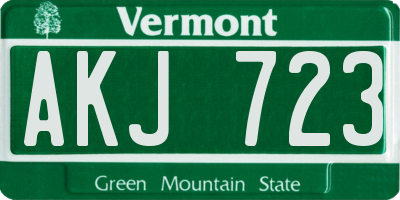 VT license plate AKJ723
