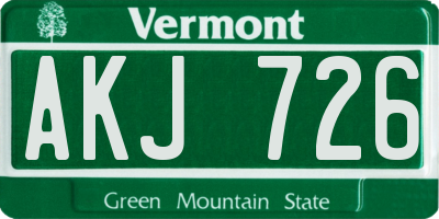 VT license plate AKJ726