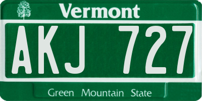 VT license plate AKJ727