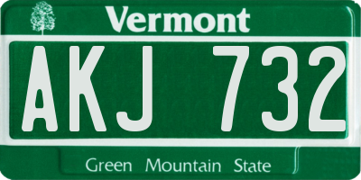 VT license plate AKJ732
