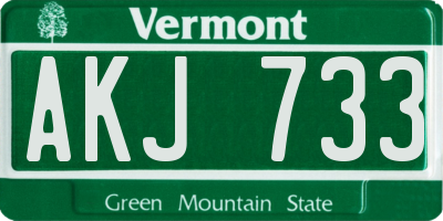 VT license plate AKJ733
