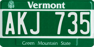VT license plate AKJ735