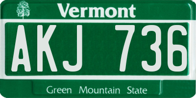 VT license plate AKJ736