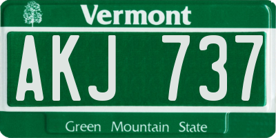 VT license plate AKJ737