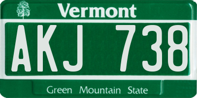VT license plate AKJ738