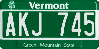 VT license plate AKJ745