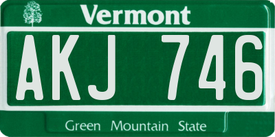 VT license plate AKJ746