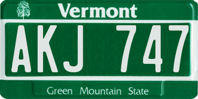 VT license plate AKJ747