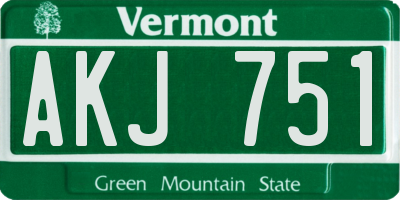 VT license plate AKJ751