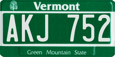 VT license plate AKJ752