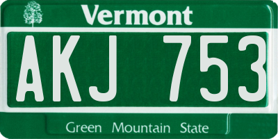 VT license plate AKJ753