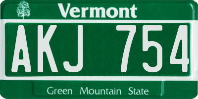 VT license plate AKJ754
