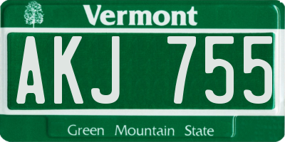 VT license plate AKJ755