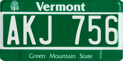 VT license plate AKJ756