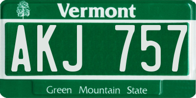 VT license plate AKJ757