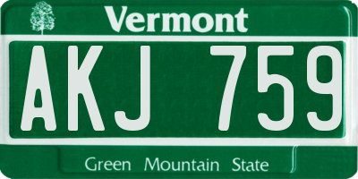VT license plate AKJ759