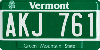 VT license plate AKJ761