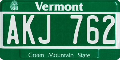 VT license plate AKJ762