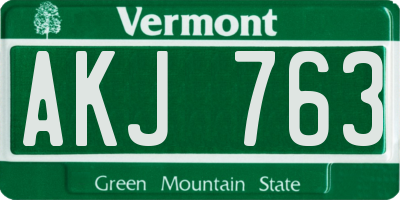 VT license plate AKJ763