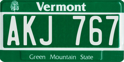VT license plate AKJ767