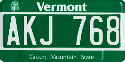 VT license plate AKJ768