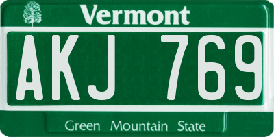 VT license plate AKJ769