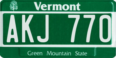 VT license plate AKJ770