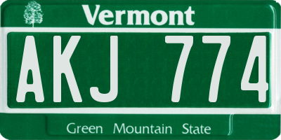 VT license plate AKJ774