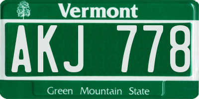 VT license plate AKJ778