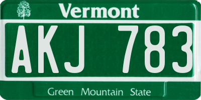 VT license plate AKJ783