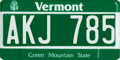 VT license plate AKJ785